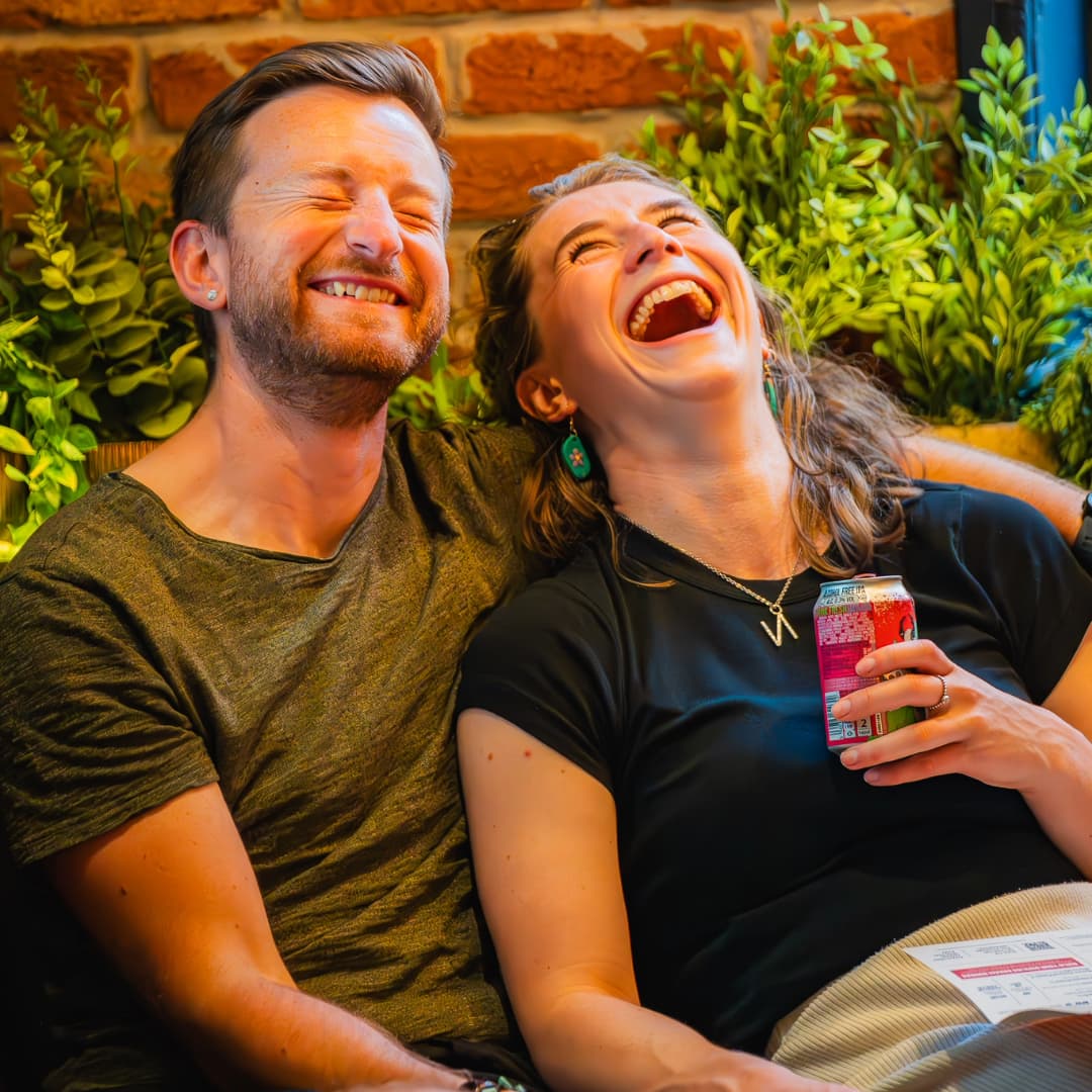 People enjoying drinks in the beer garden