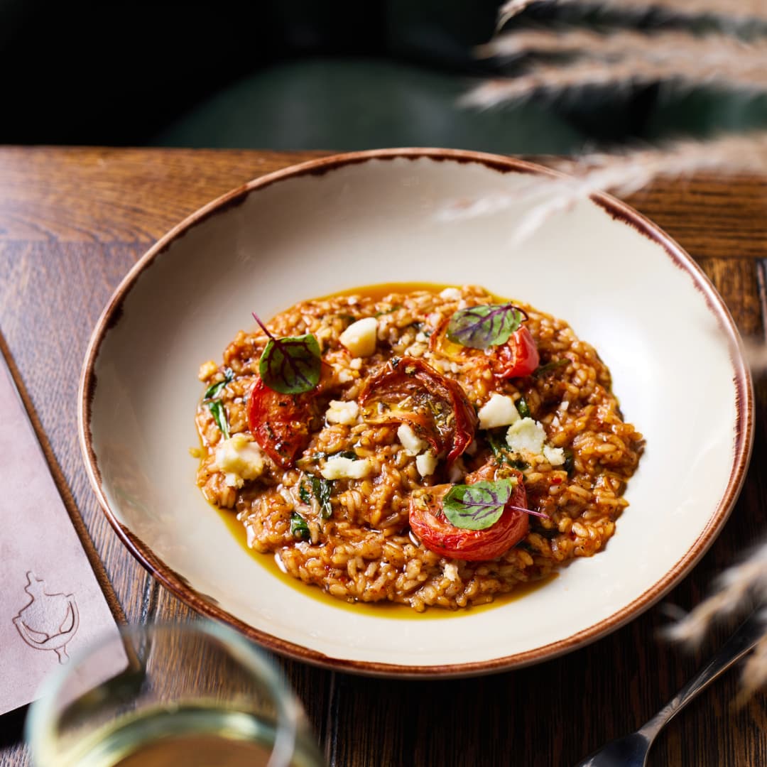 Plant Based 'Nduja Risotto at Rocket Canary Wharf
