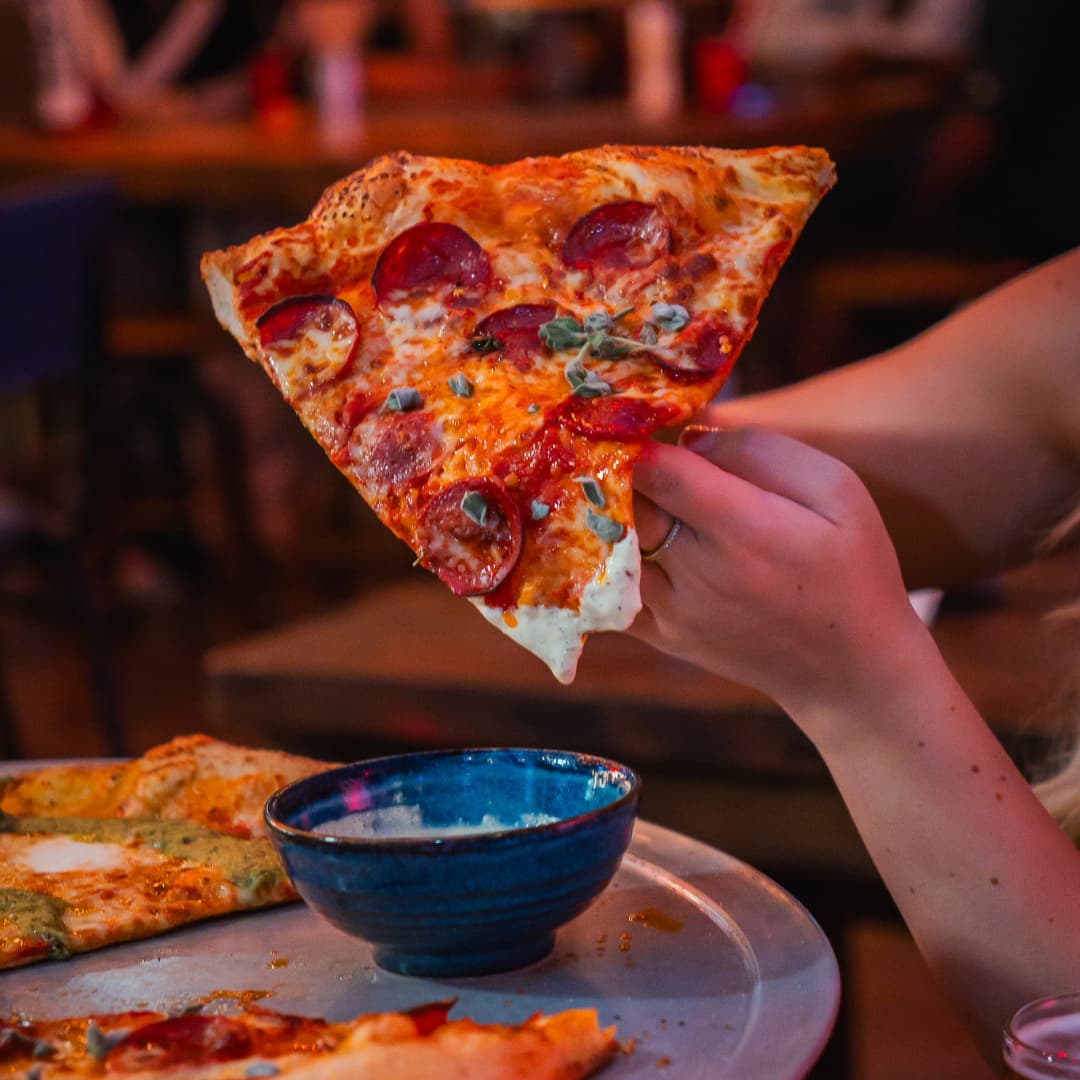 XL slice of Pepperoni Honey Pot at Rita's Leeds