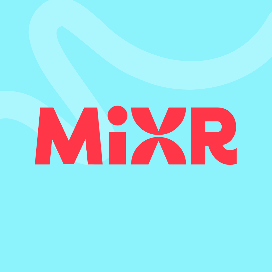 MiXR logo with a blue background.