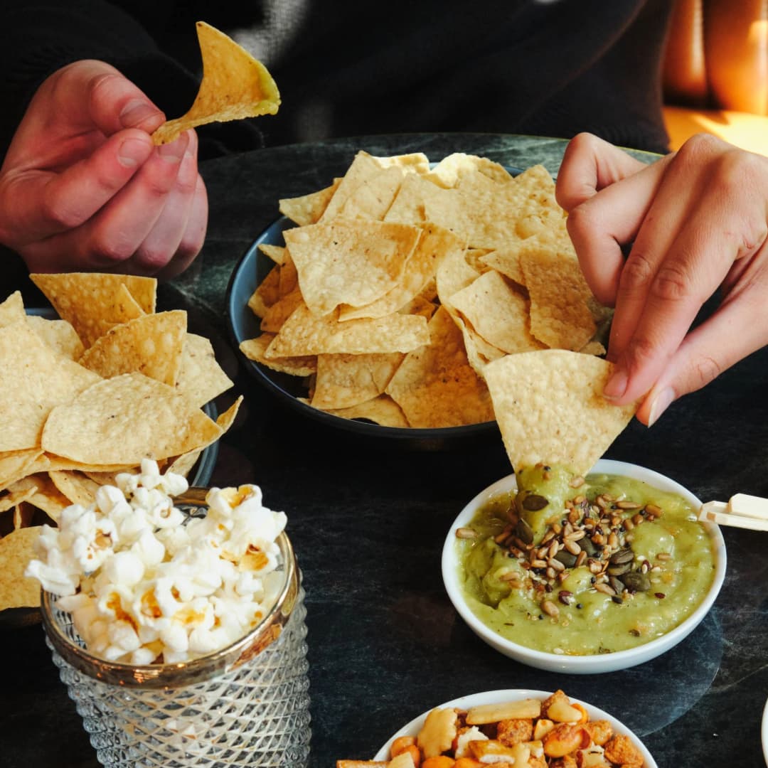 Chips & Smashed Avocado Dip at Be At One Chelmsford