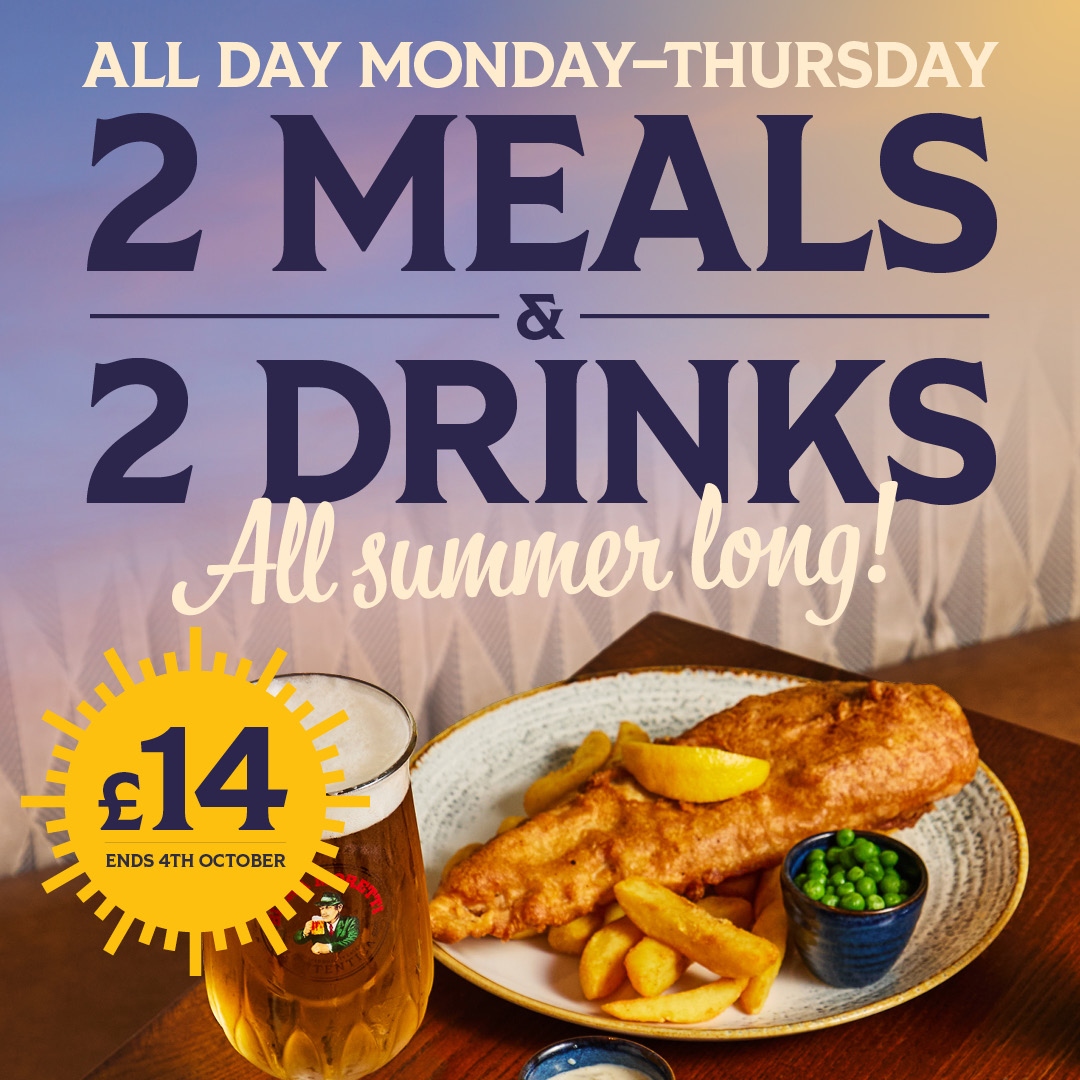 2 Meals & 2 Drinks for £14 Offer