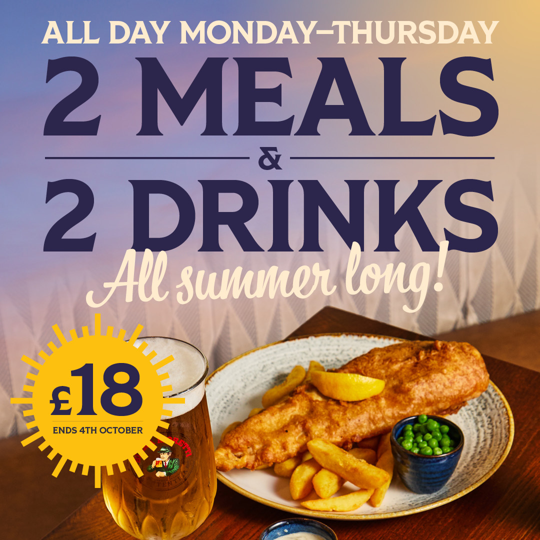 2 Meals & 2 Drinks for £18 Offer