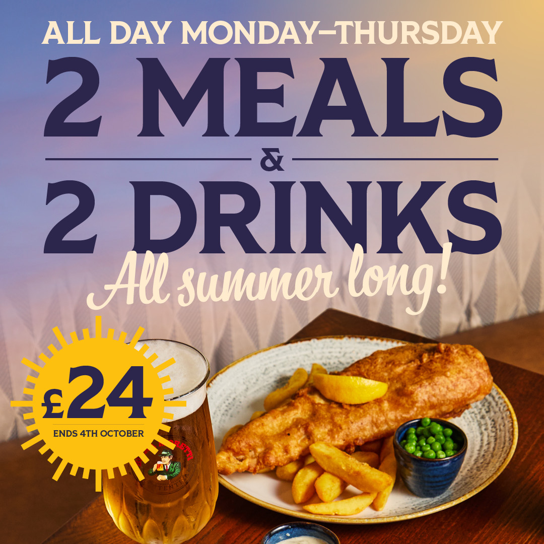 2 Meals & 2 Drinks for £24 Offer