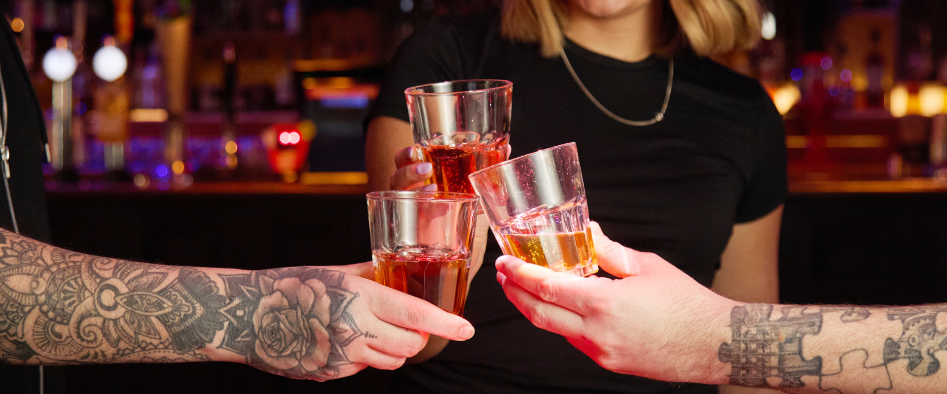 Group toasting shot drinks