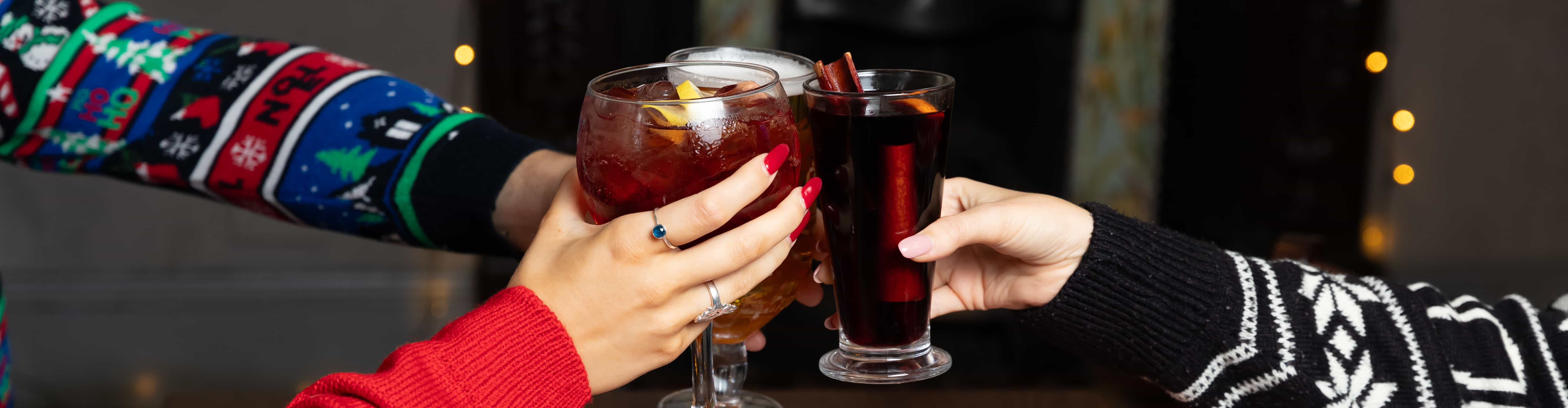 People Toasting Christmas Drinks