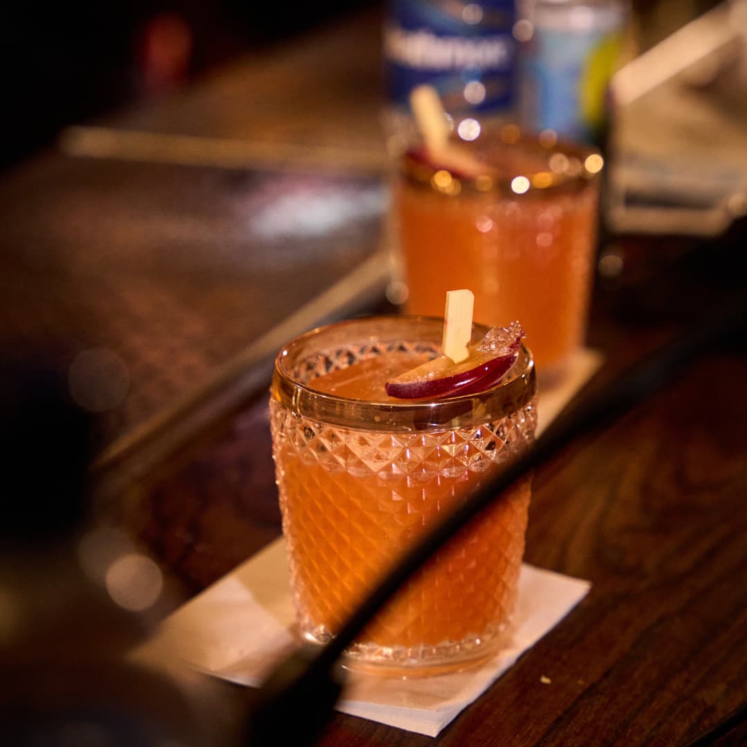 One of the contestants' cocktails on a napkin.