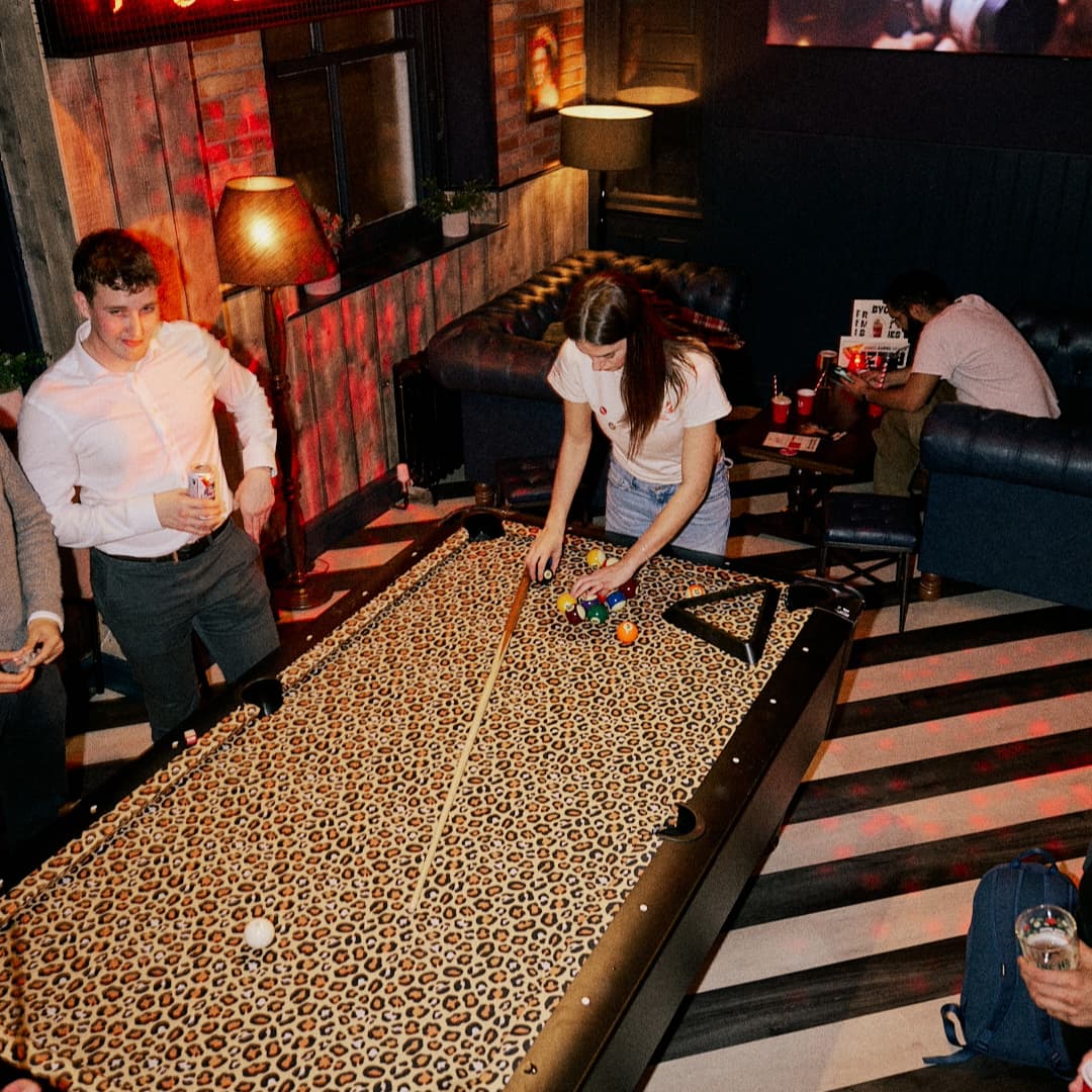 Playing pool at Rita's Leeds