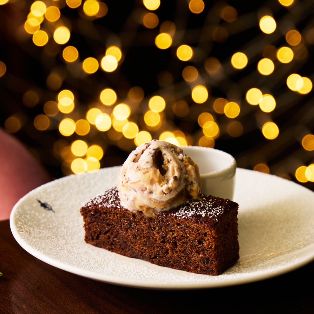 Christmas Toffee Pudding With Ice Cream on Top