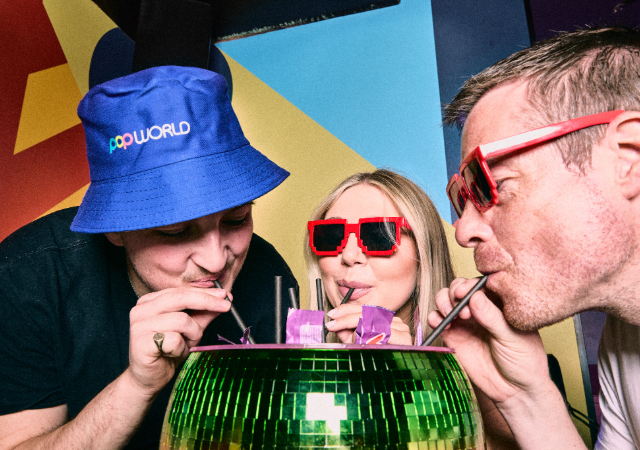 Friends enjoying disco ball sharer