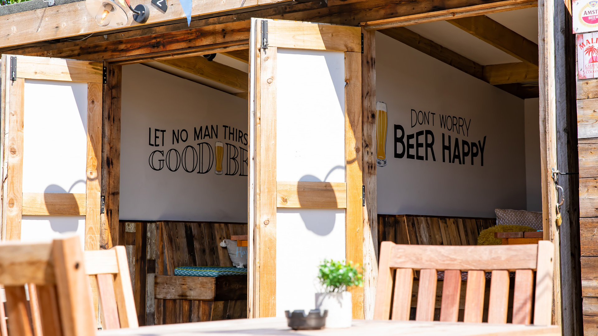 Outside booths for shaded drinking Outside booths for shaded drinking