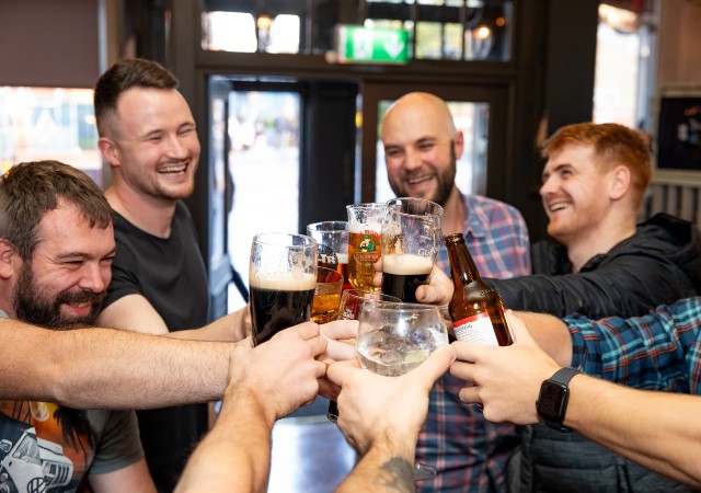 Group of friends in The People's Pub