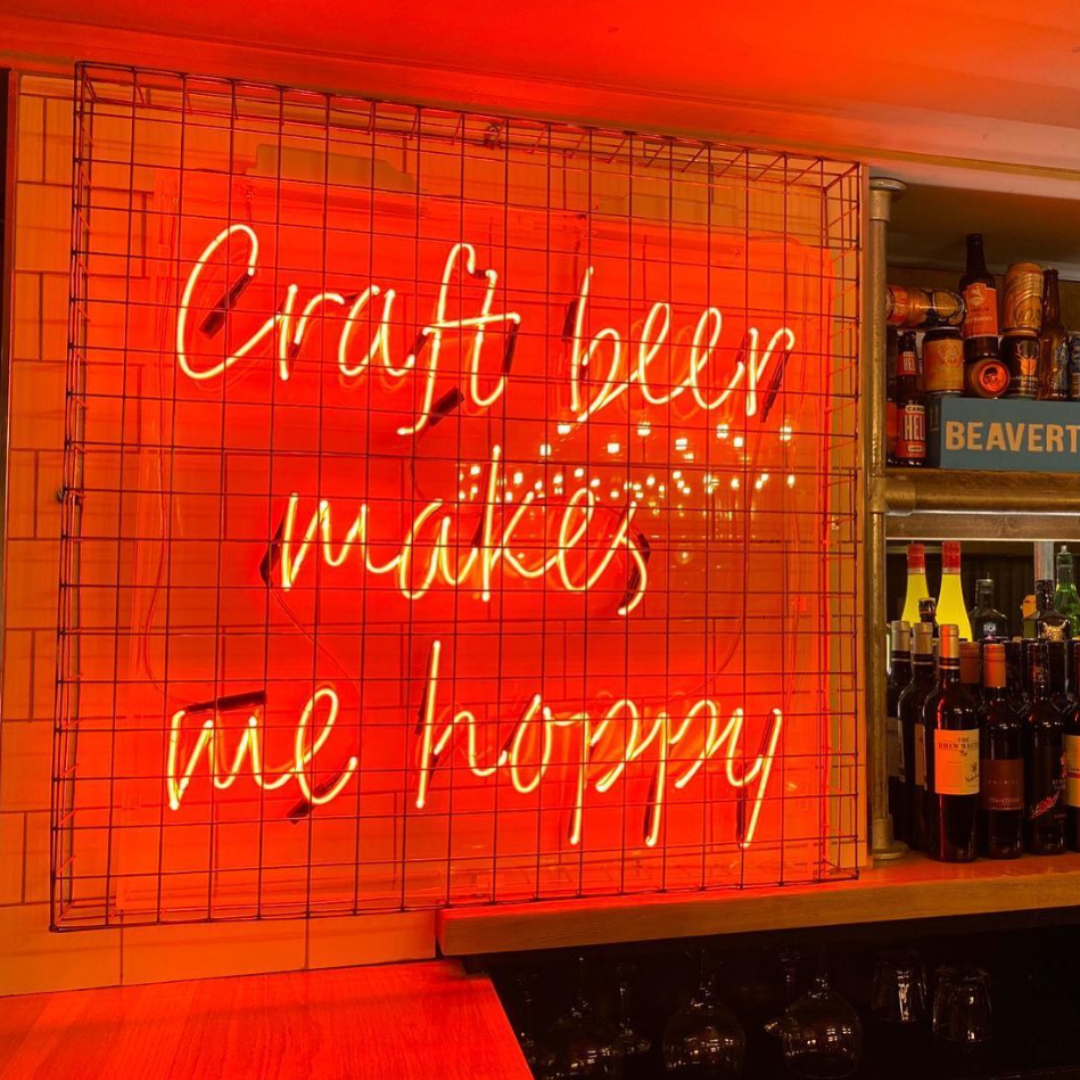 Neon Sign - Craft Beer Makes Me Hoppy