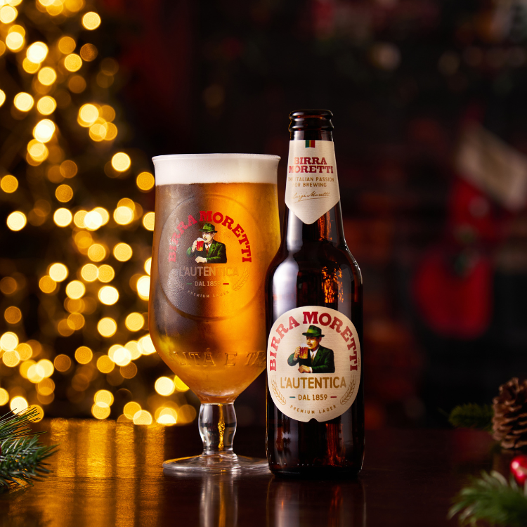 Pint and bottle of Birra Moretti Pint and bottle of Birra Moretti