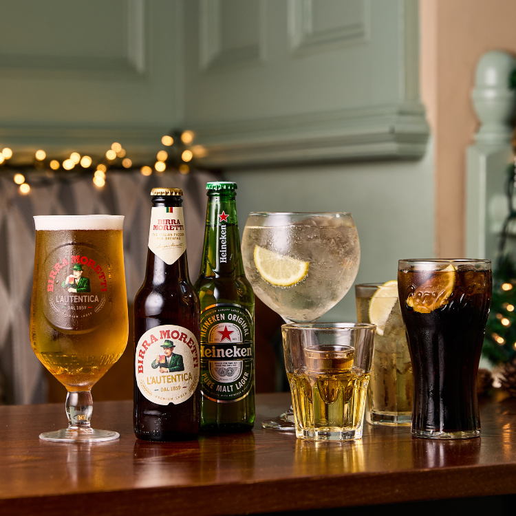 Mixture of festive drinks