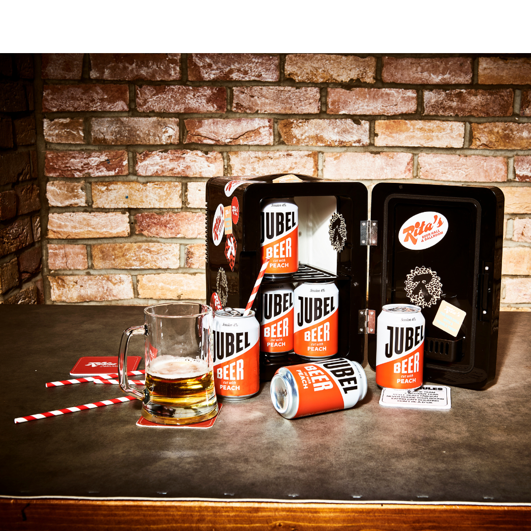 Jubel Peach mini fridge sharer