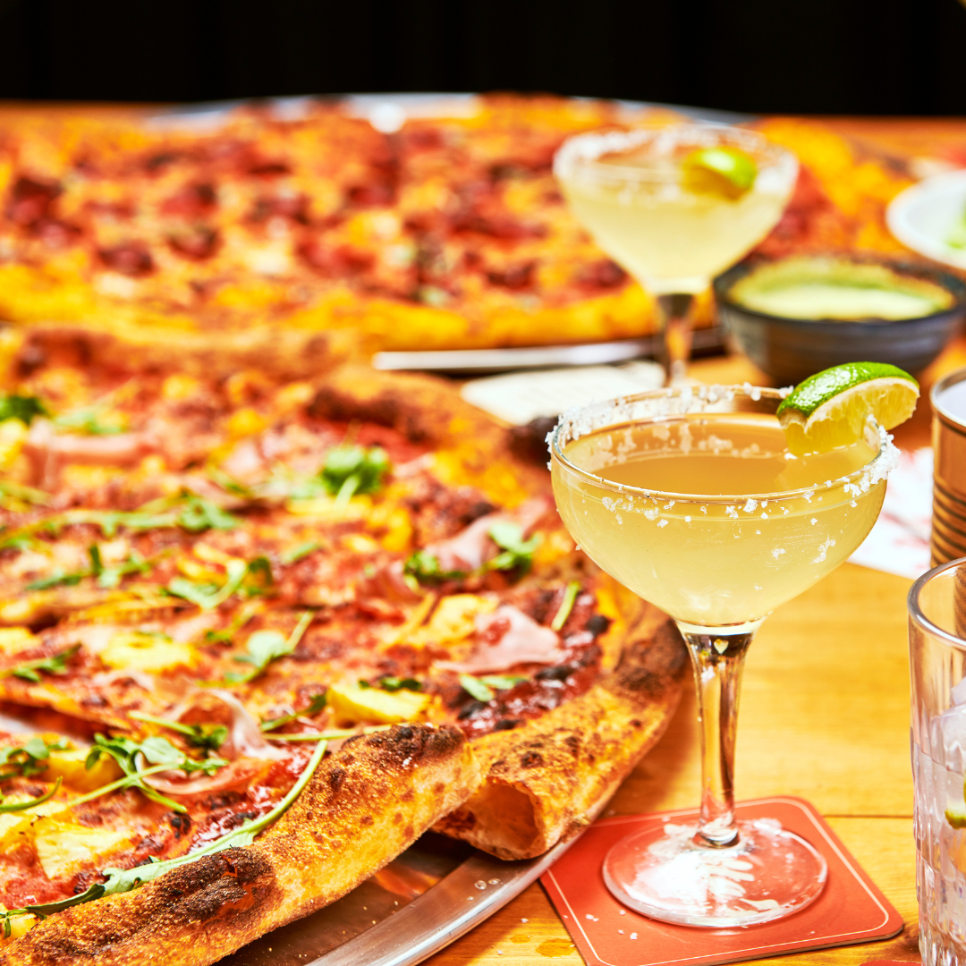 Margarita cocktail with Rita's pizza