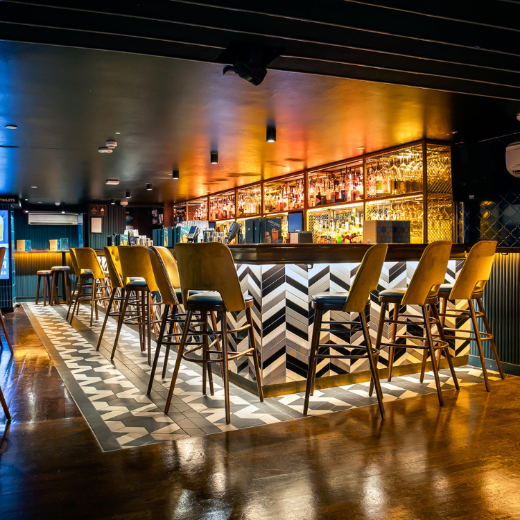 bar area with stools