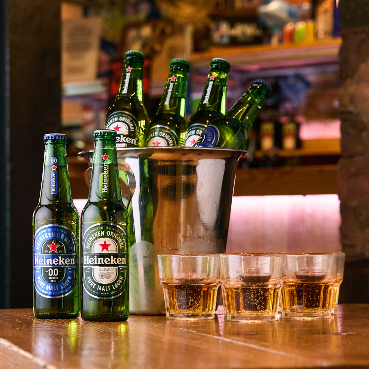 Bottle of Heineken and Jager Bombs Bottle of Heineken and Jager Bombs