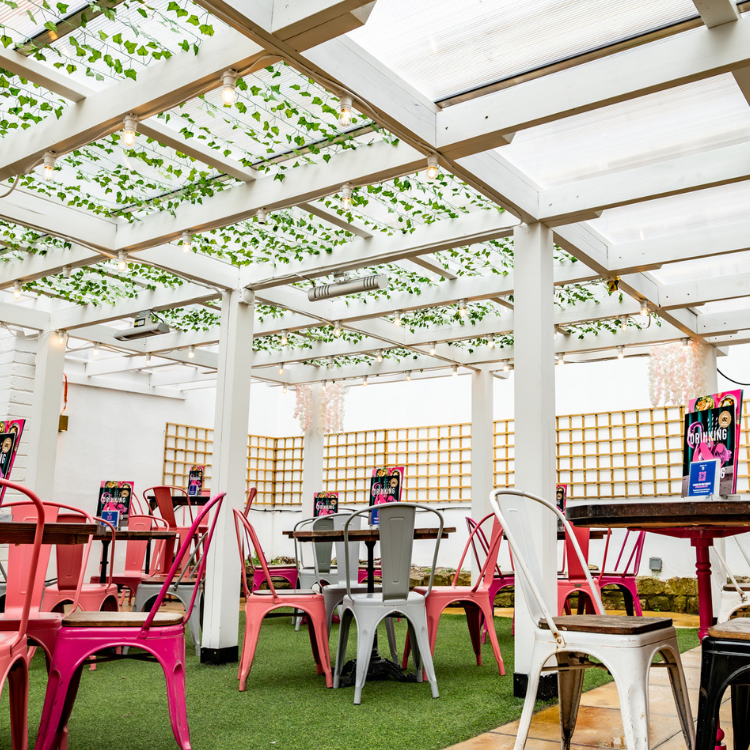 covering in the beer garden