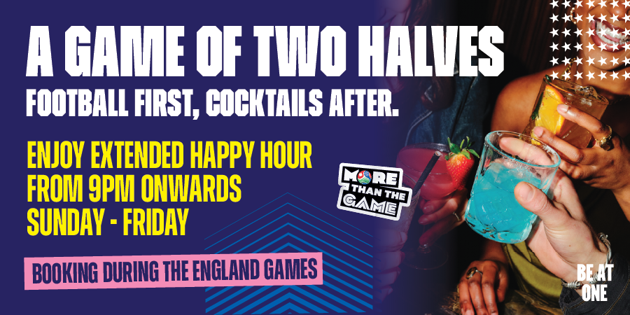 Extended Happy Hour for bookings during the England games