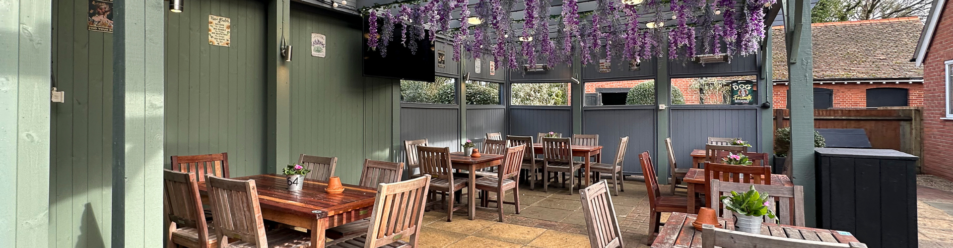 Beer garden at Woodman Banstead