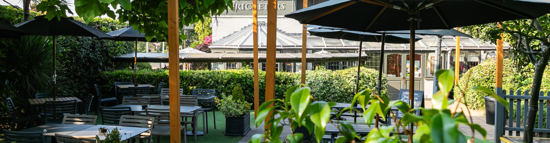 Beer garden at Cricketers Row Town