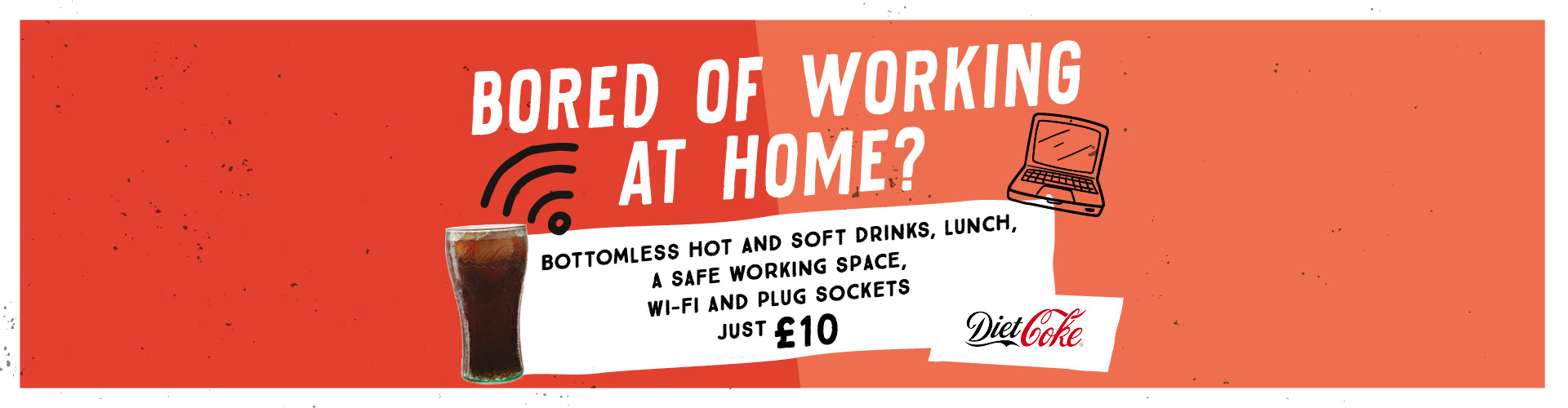 Bored of working at home? Bottomless drinks, lunch, a safe working space, Wi-Fi, sockets - £10