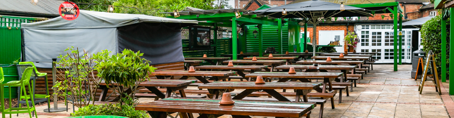 Beer garden at Cricketers Row Town
