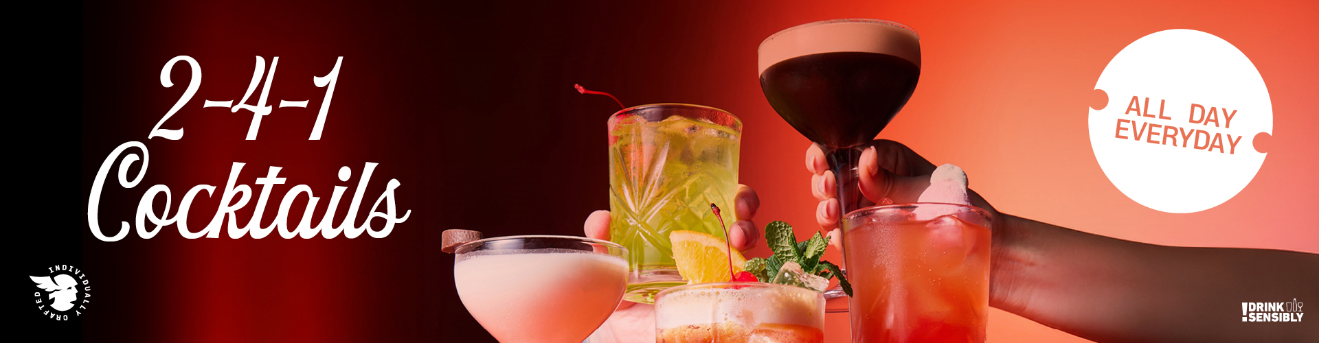 2-for-1 Cocktails, All Day Every Day